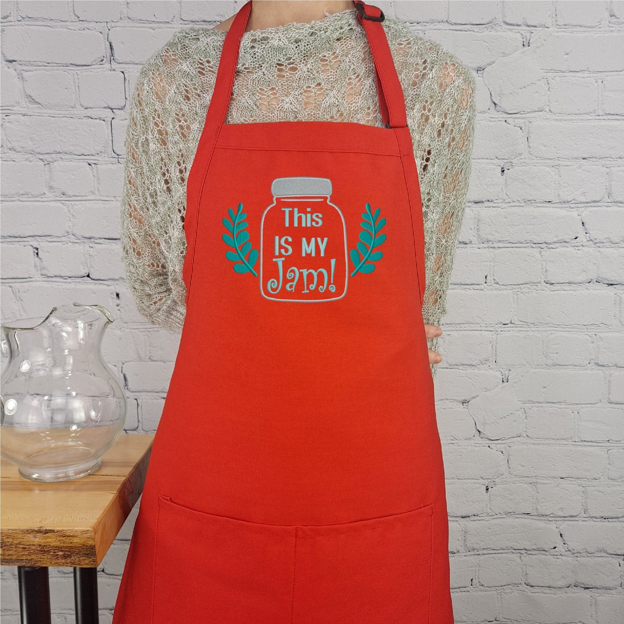 {{product_title}} – {{color}} embroidered kitchen apron