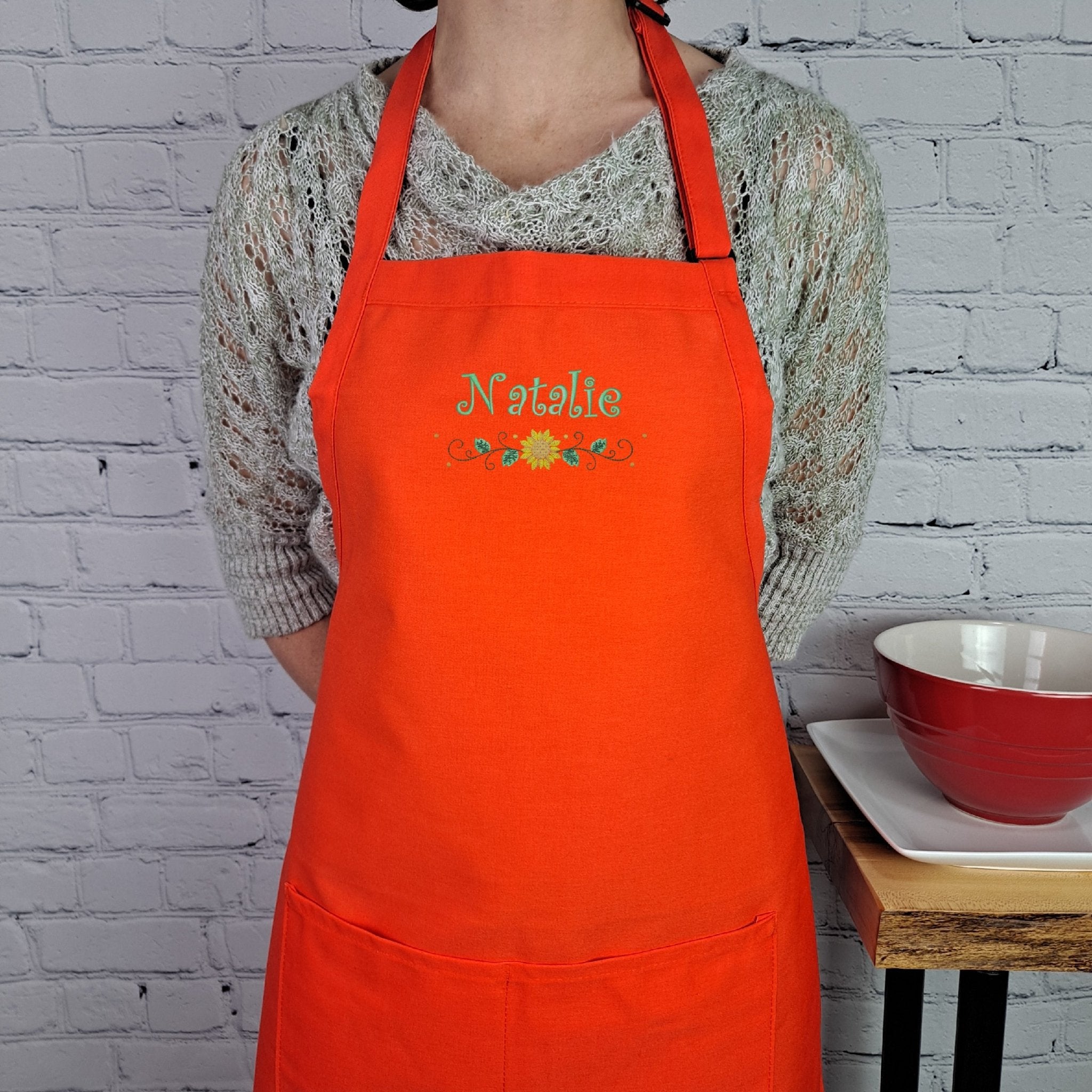 {{product_title}} – {{color}} embroidered kitchen apron