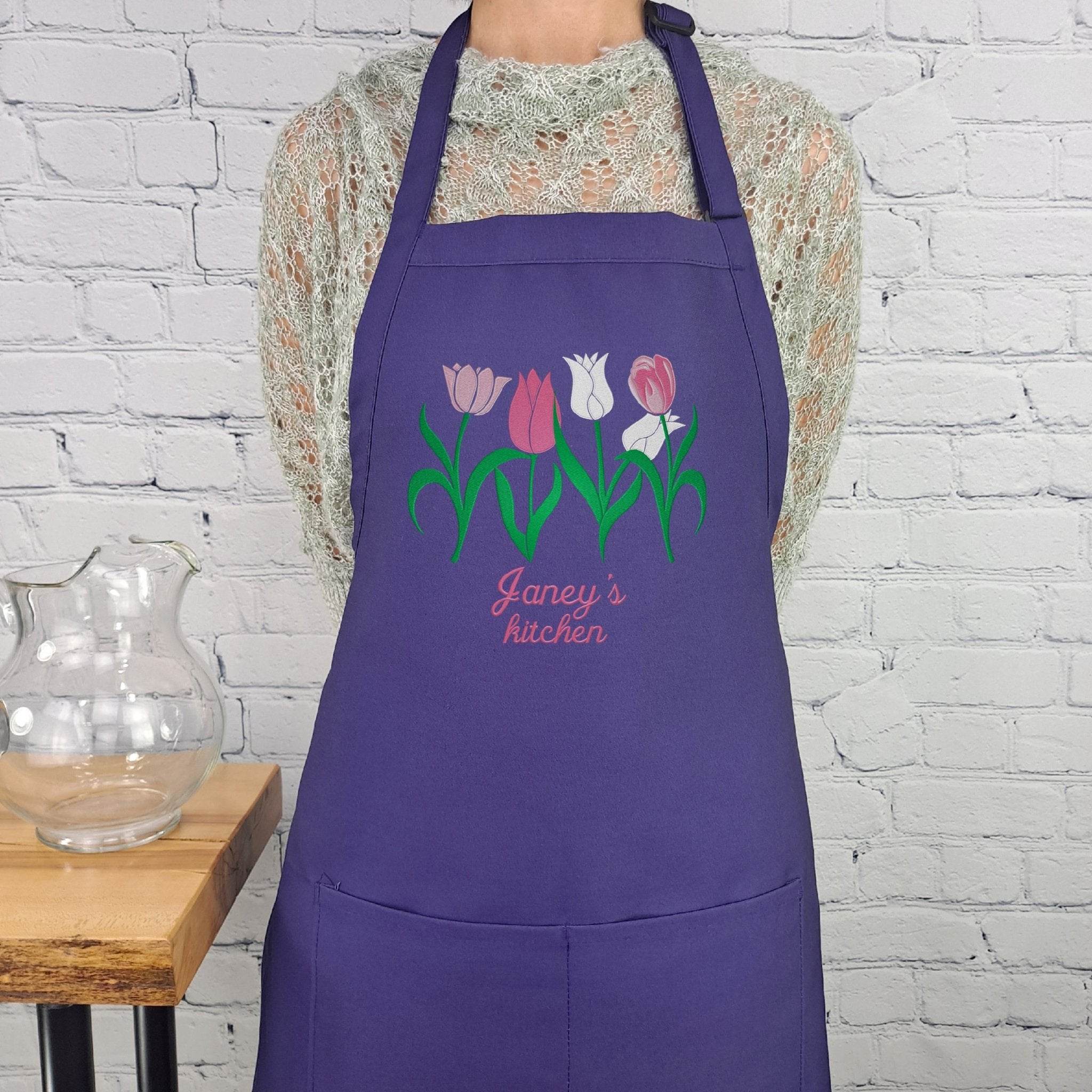 {{product_title}} – {{color}} embroidered kitchen apron