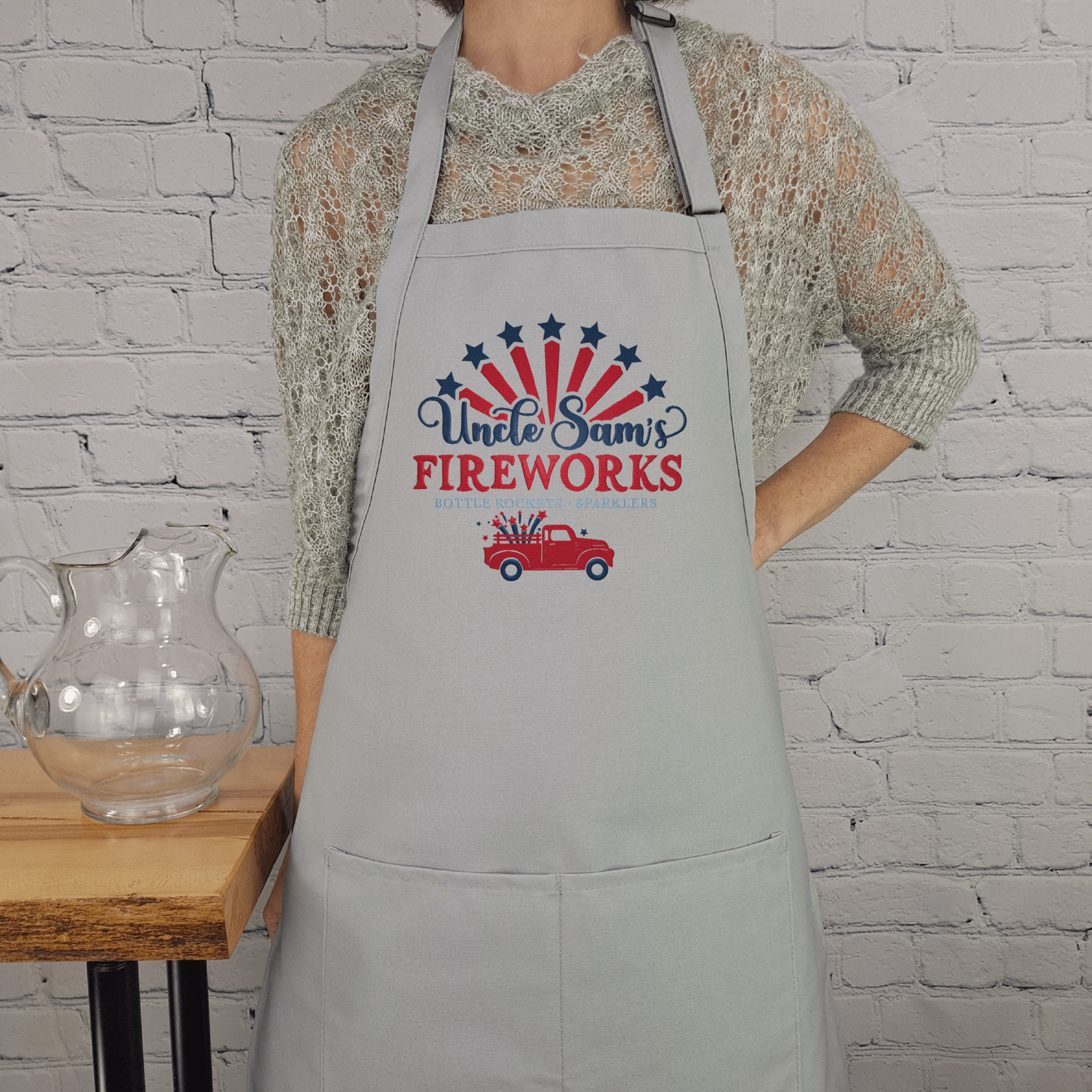 {{product_title}} – {{color}} embroidered kitchen apron