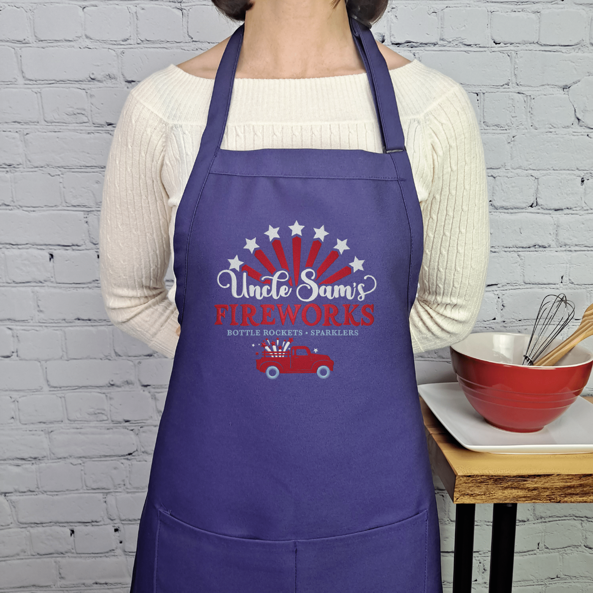 {{product_title}} – {{color}} embroidered kitchen apron