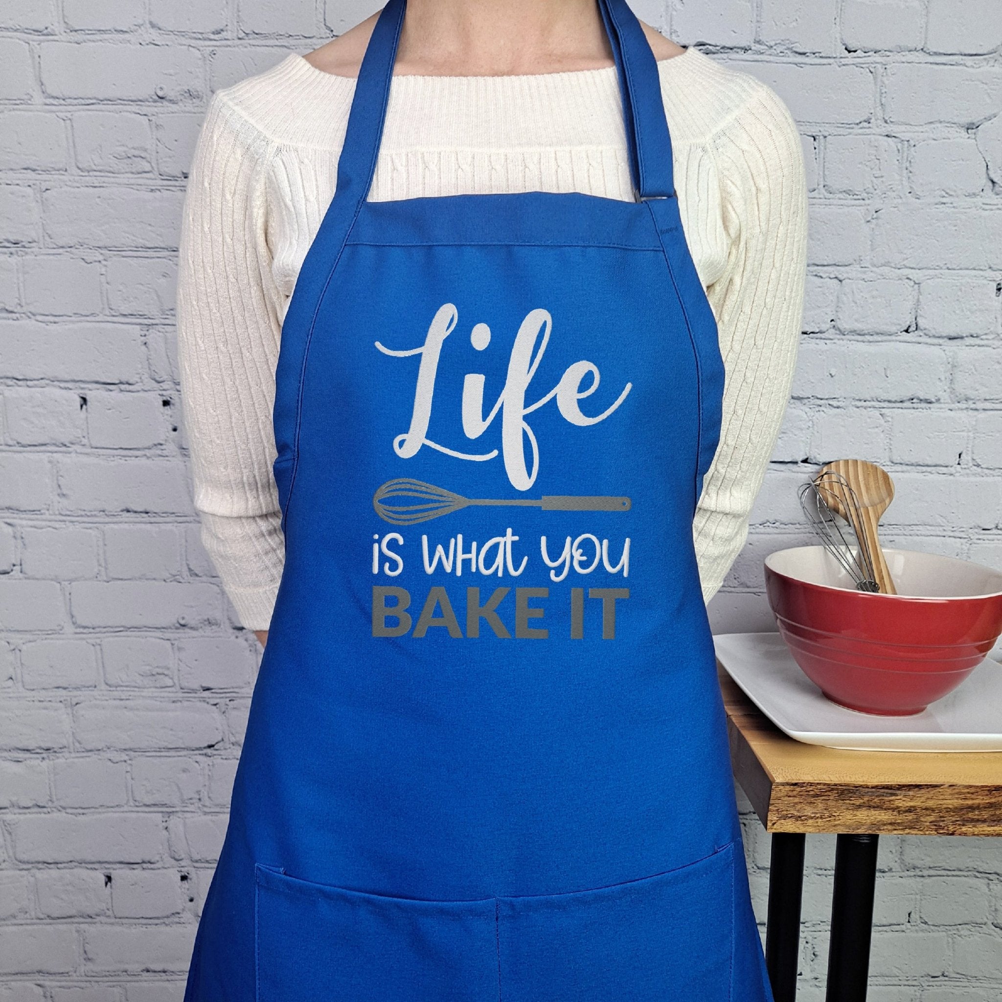 {{product_title}} – {{color}} embroidered kitchen apron