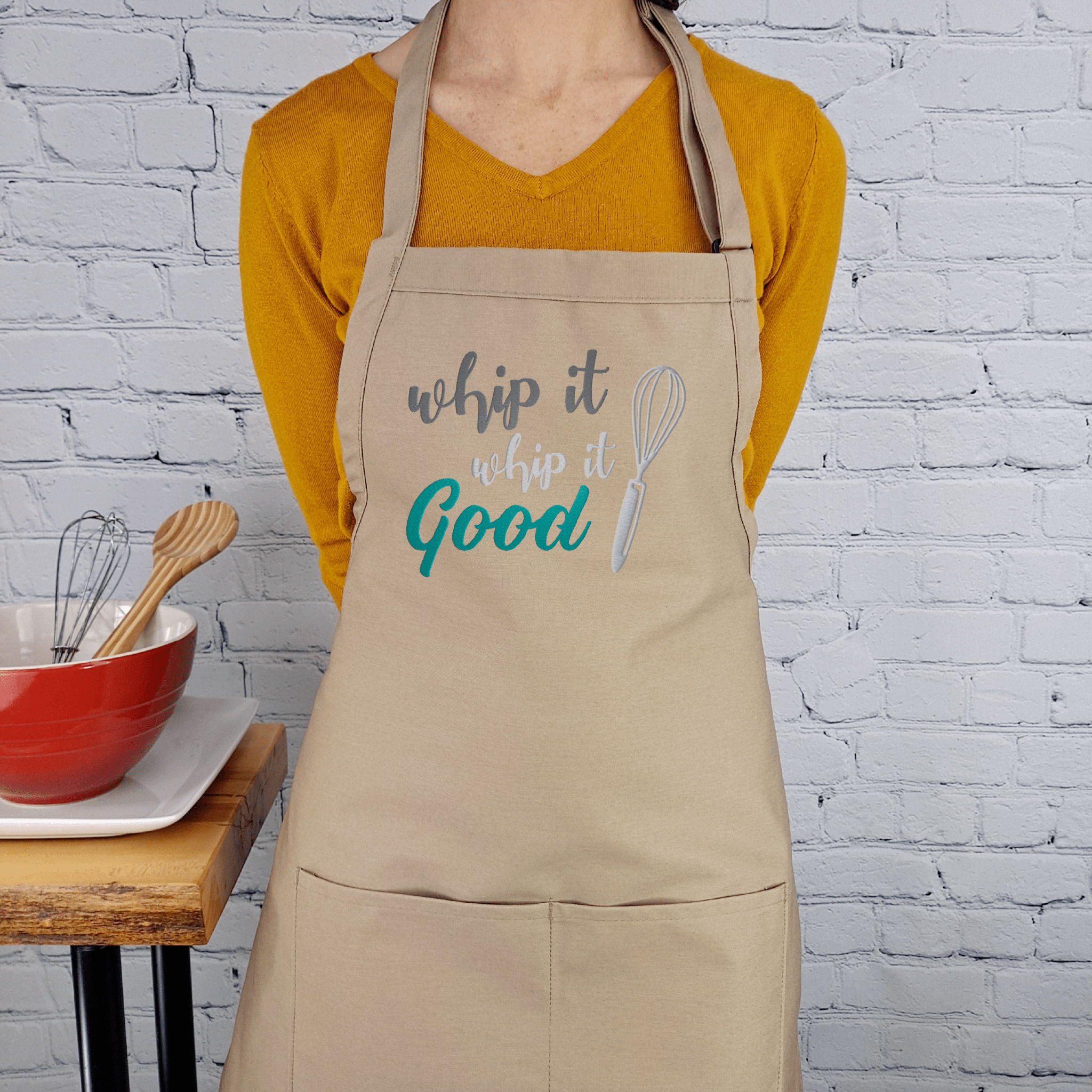 {{product_title}} – {{color}} embroidered kitchen apron