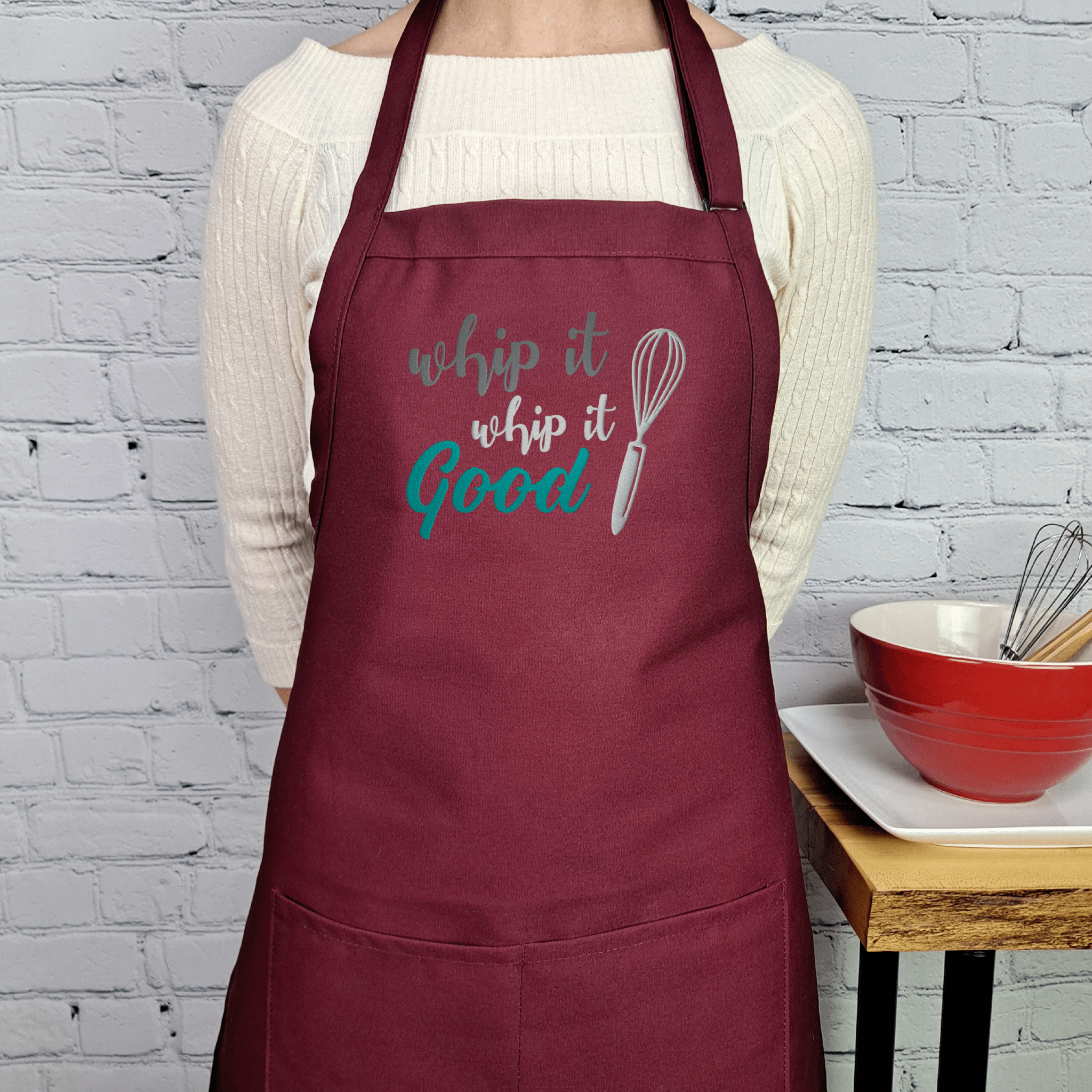 {{product_title}} – {{color}} embroidered kitchen apron