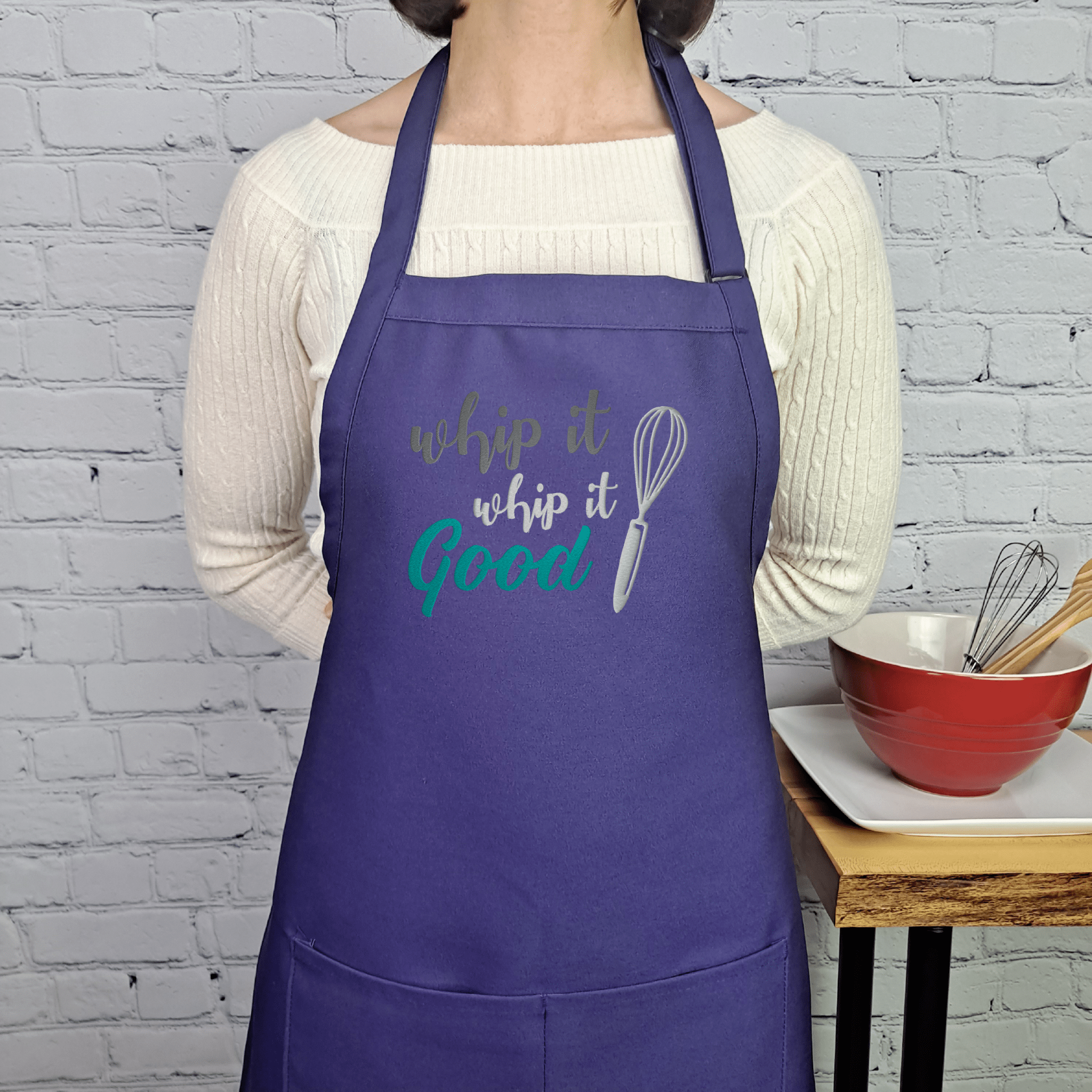 {{product_title}} – {{color}} embroidered kitchen apron
