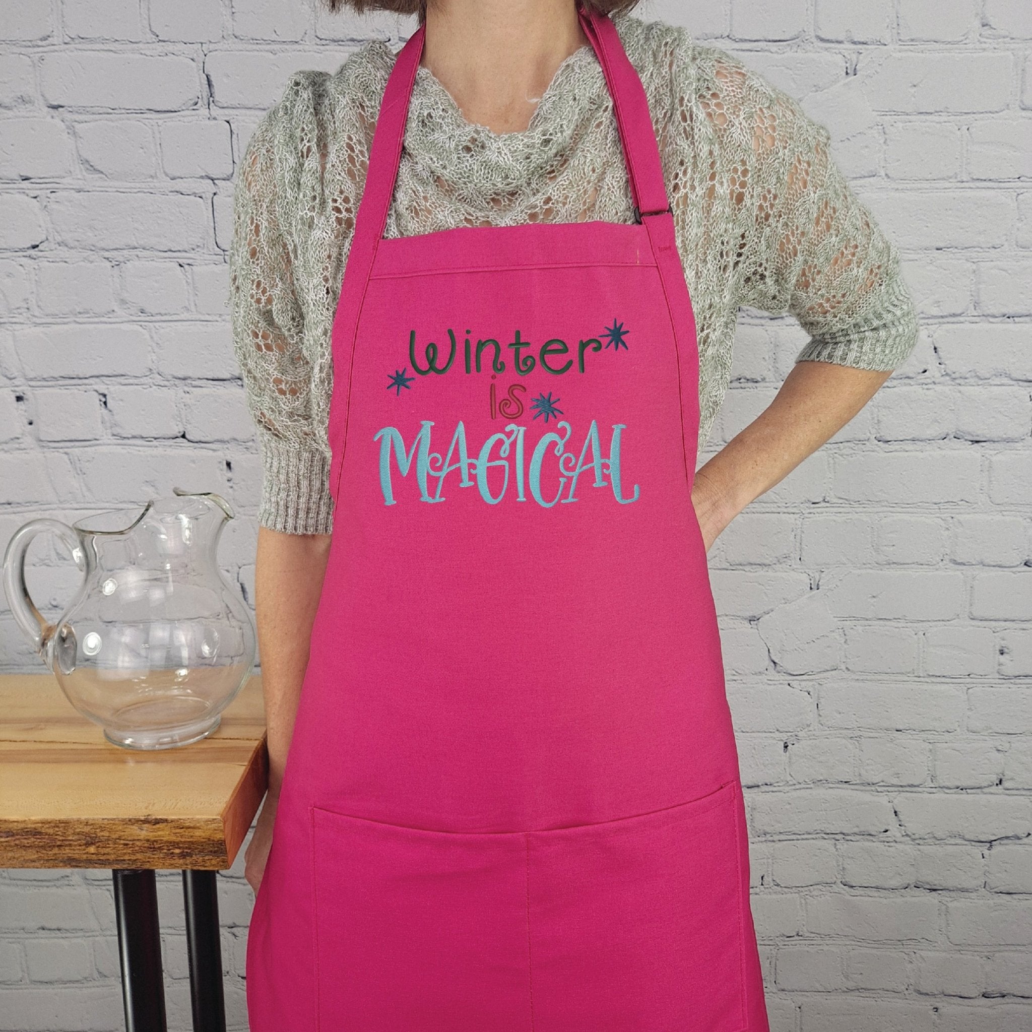 {{product_title}} – {{color}} embroidered kitchen apron