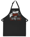 Halloween Apron say Boo and scary on embroidered with pockets and adjustable neck black and grey