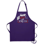 Halloween Apron say Boo and scary on embroidered with pockets and adjustable neck black and grey