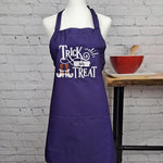 Halloween Apron Trick or Treat Halloween holiday kitchen apron pockets with adjustable neck embroidered pumpkin party favor