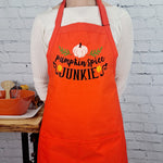 Fall Apron Pumpkin Spice Junkie orange and brown perfect gift pumpkin spice lover embroidered with pockets