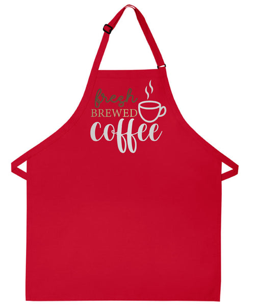 Fresh Brewed Coffee kitchen apron with pockets and adjustable neck