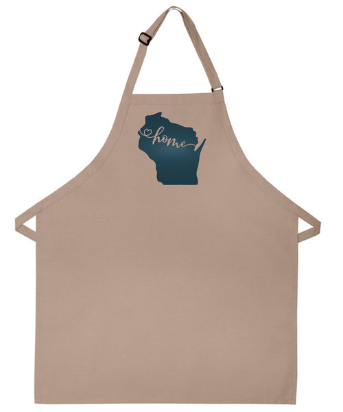 Wisconsin Embroidered Apron love our home state kitchen cooking apron