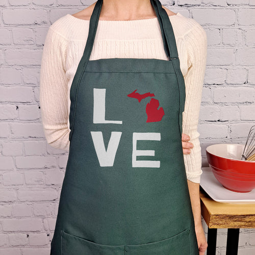 Michigan apron embroidered love our state summer grilling apron gift for him