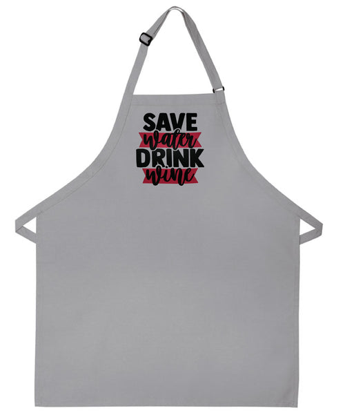 Wine apron Drink Wine Embroidered Apron Save Water drink wine kitchen cooking apron