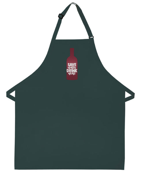 Wine apron Save water drink Wine connoissuer gift kitchen cooking embroidered apron