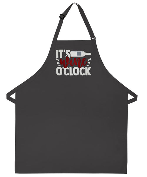 Wine apron Wine O clock embroidered wine cooking kitchen apron