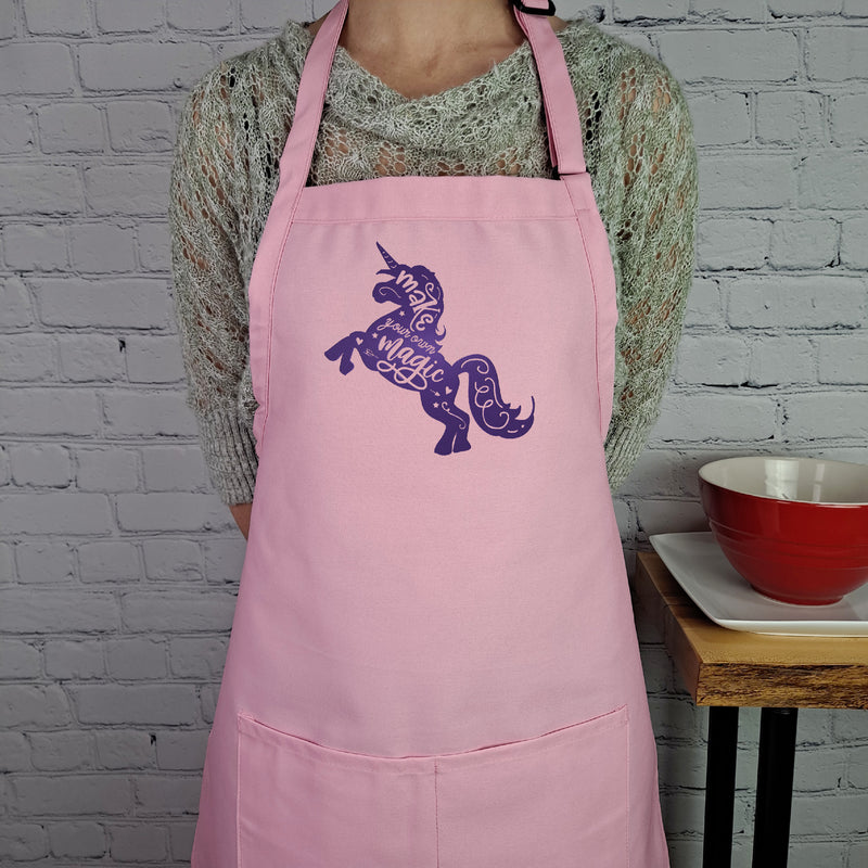 Unicorn make magic embroidered apron