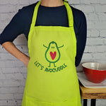 Avocado humor apron Lets avocuddle pink and royal embroidered apron