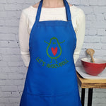 Avocado humor apron Lets avocuddle pink and royal embroidered apron