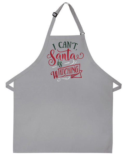 Santa Christmas Apron  kitchen santa is watching embroidered apron