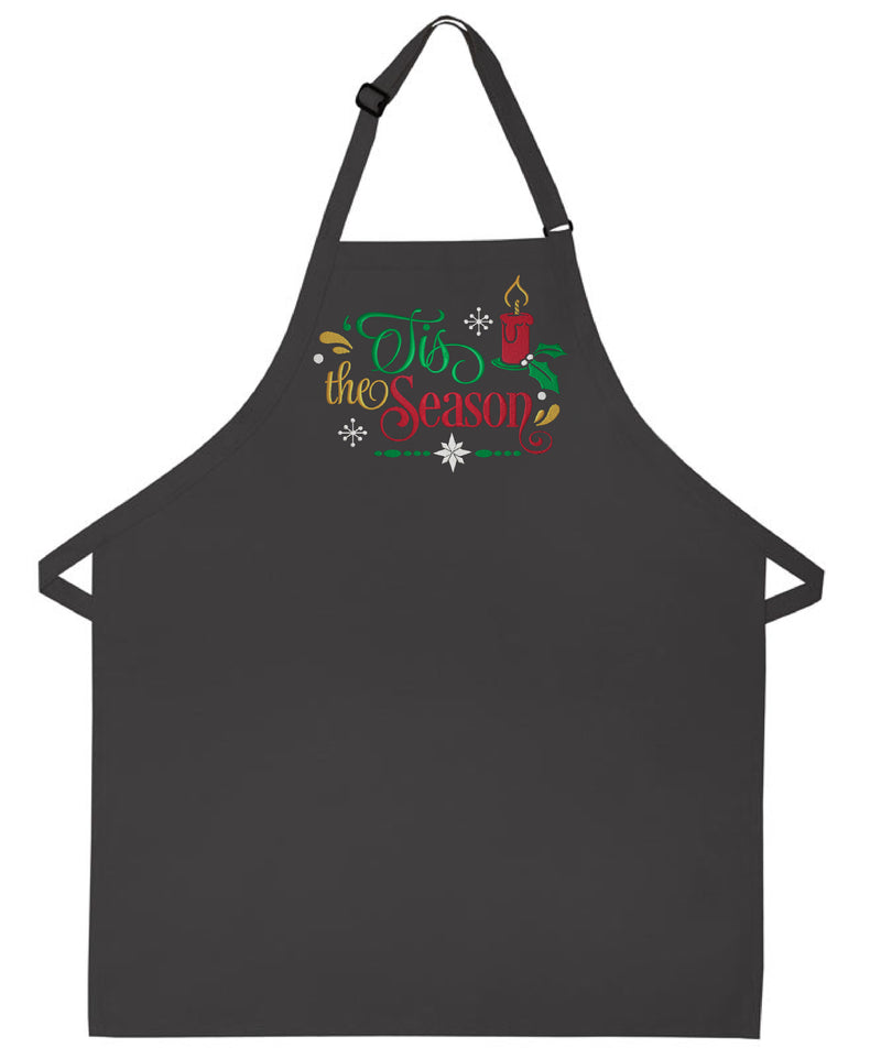 Christmas Apron Tis the season embroidered holiday apron with pockets perfect hostess gift for her