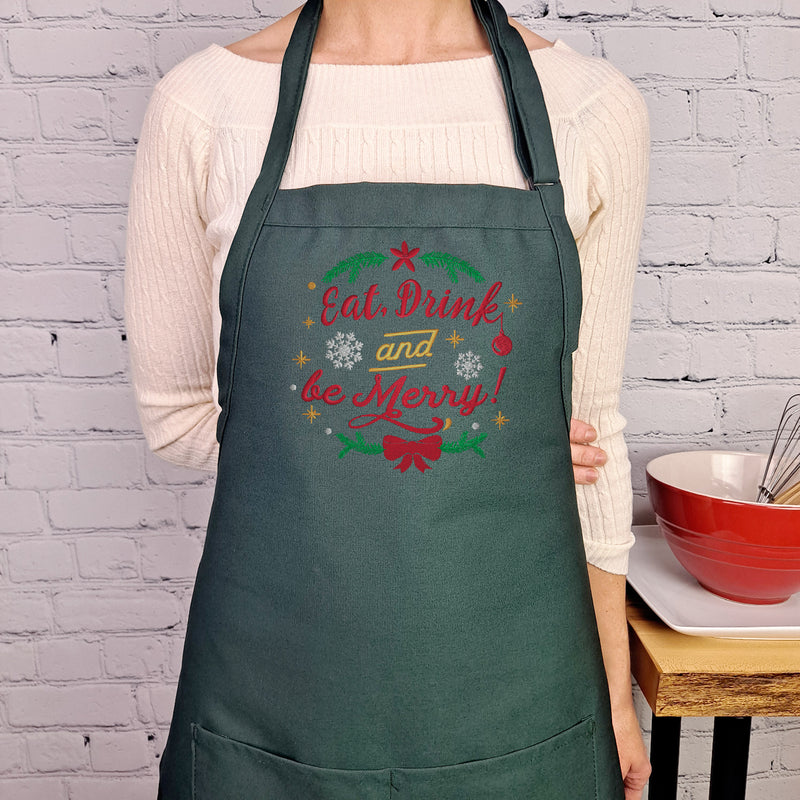 Christmas Apron be merry embroidered holiday apron