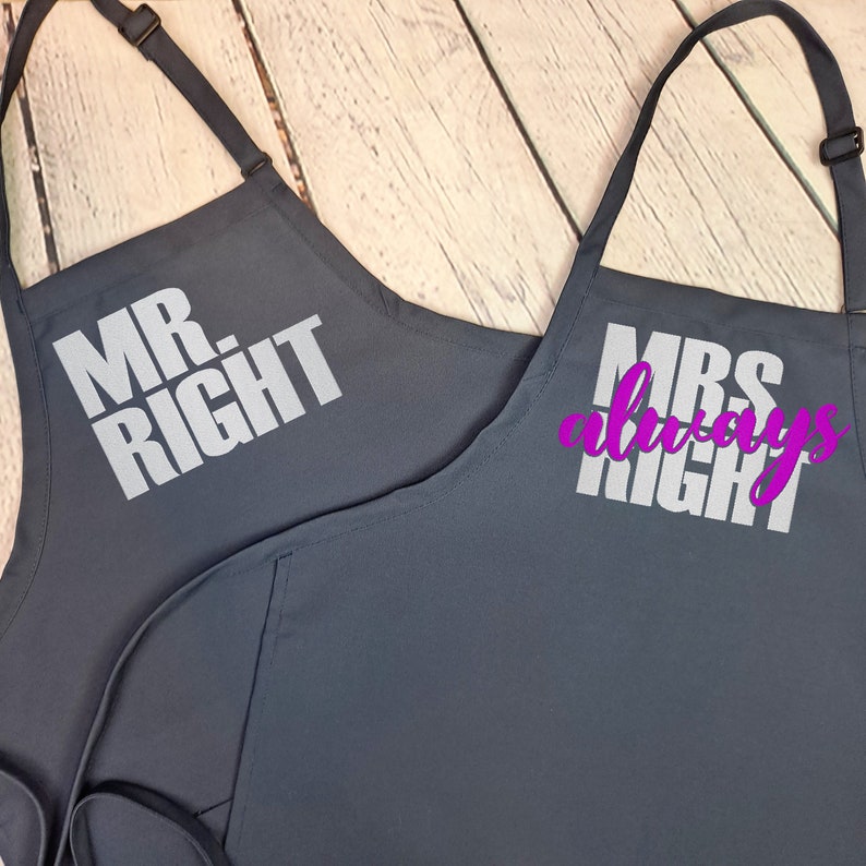 Mr right & Mrs always right couples anniversary apron valentine