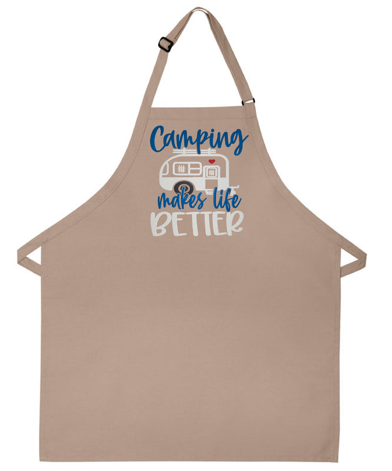 Camp life apron embroidered with pockets tin can camper summer perfect grilling gift for him