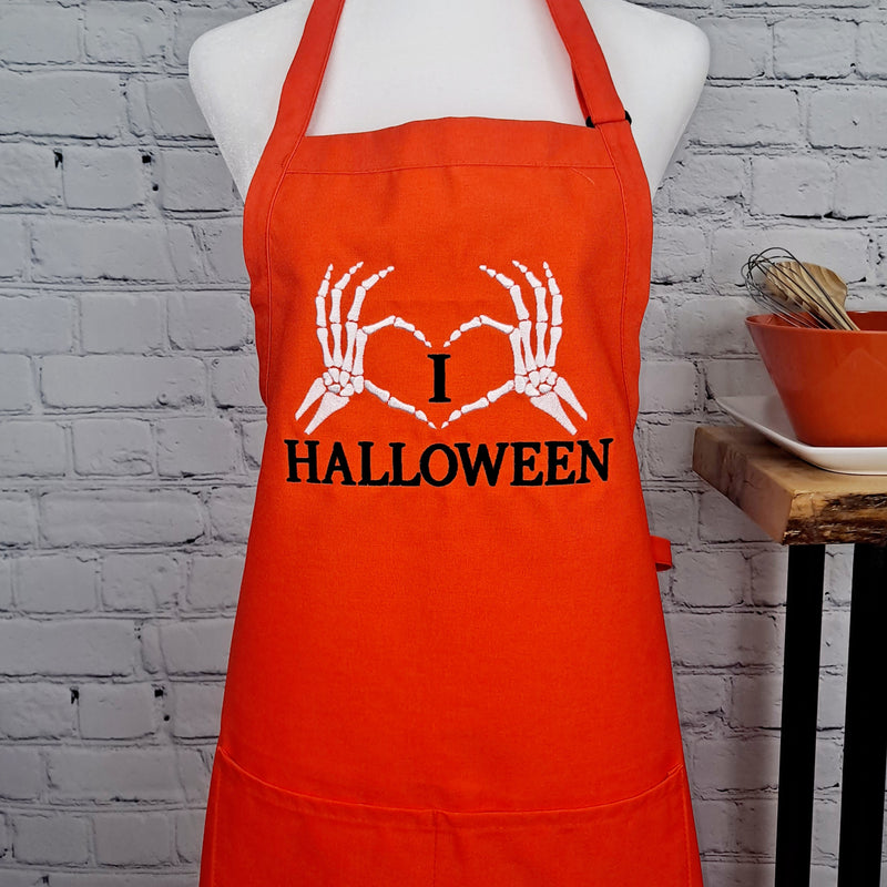 Halloween apron skeleton heart halloween party great for her hostess