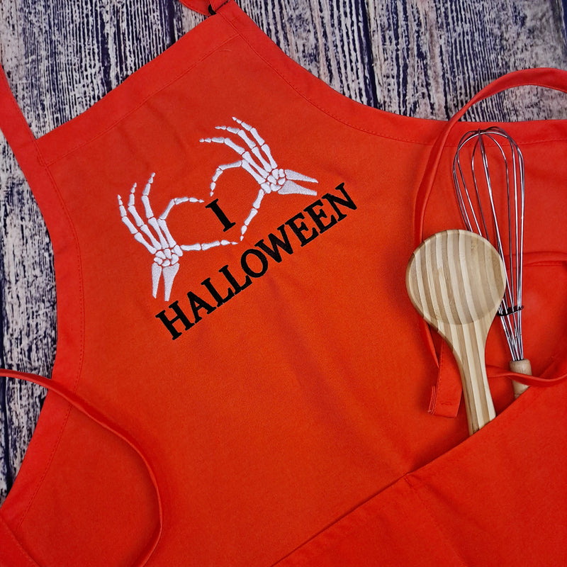 Halloween apron skeleton heart halloween party great for her hostess