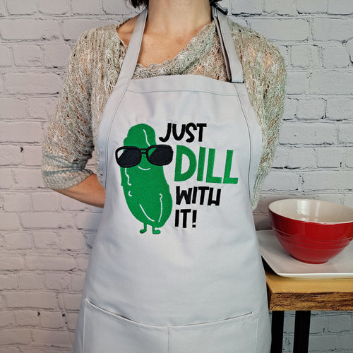 Dill Pickle funny apron embroidery apron with pockets great fathers day gift