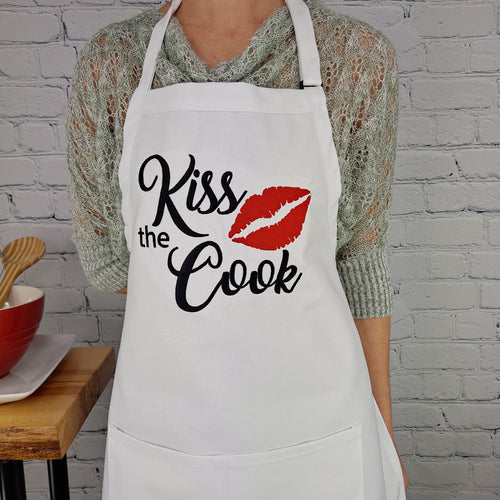 Kitchen apron Kiss the Cook Classic Apron embroidered perfect gift for her