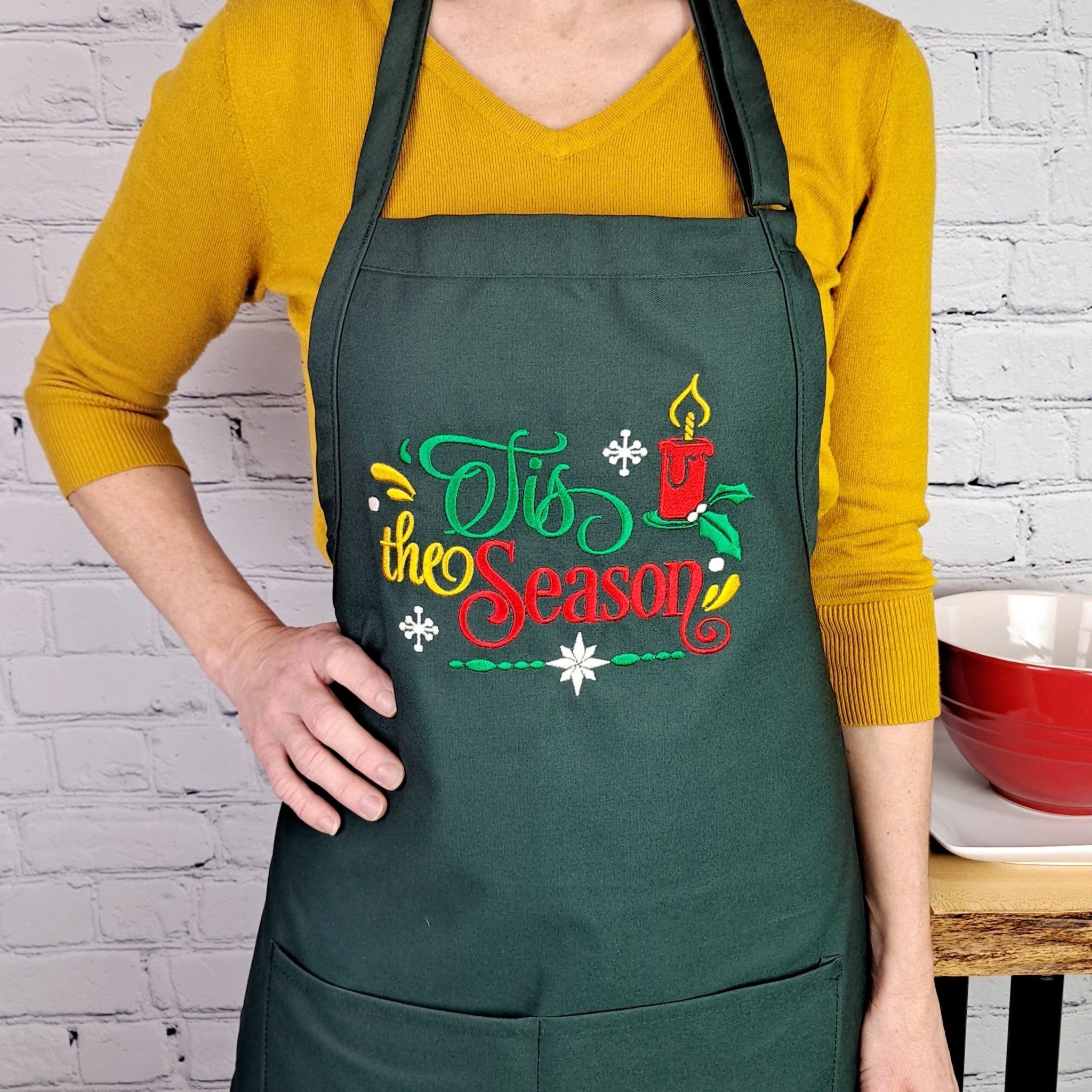 {{product_title}} – {{color}} embroidered kitchen apron